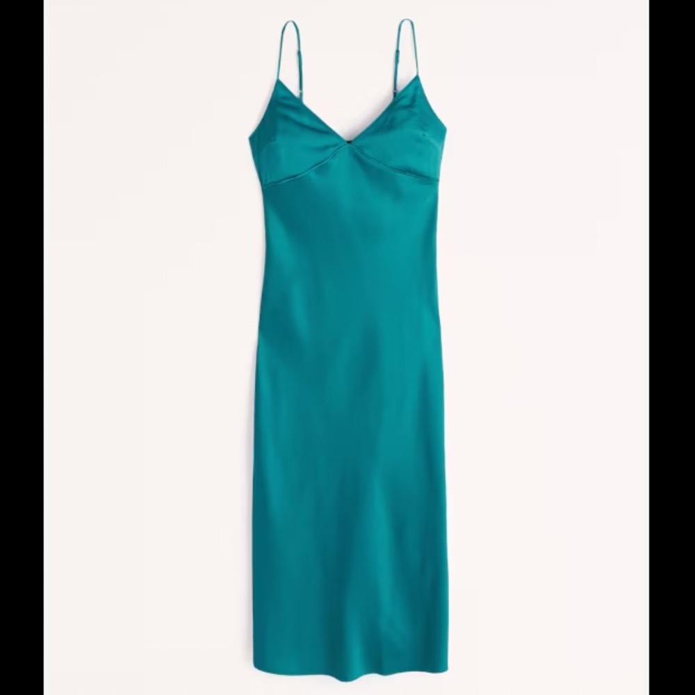 Abercrombie & Fitch Lace-Up Back Slip Midi Dress